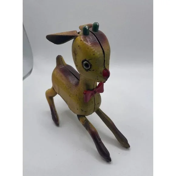 Vintage Wind Up Rudolph The Red Nose Reindeer Tin Toy, Made in Japan, Christmas‎ - Picture 2 of 8